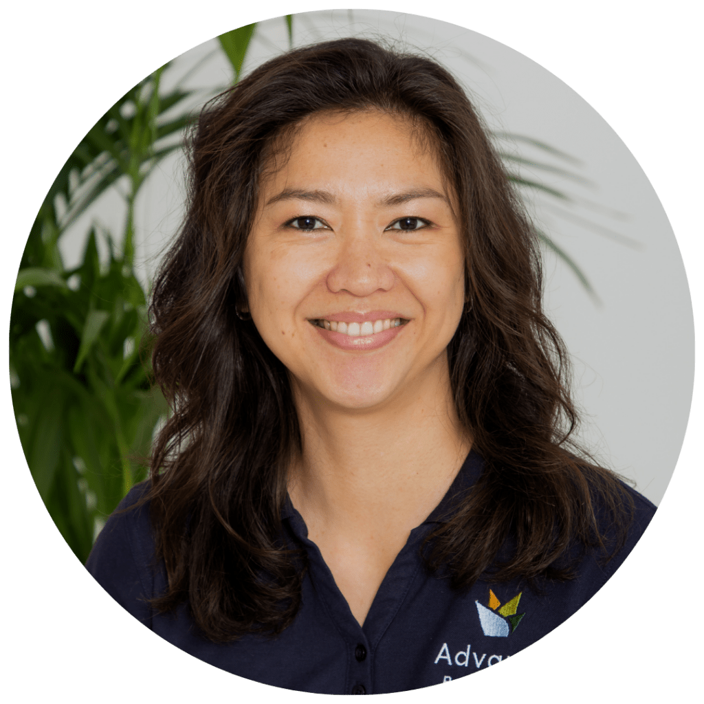 Headshot of Dane Rose Marcial, designer at Advance Plants, in branded navy polo