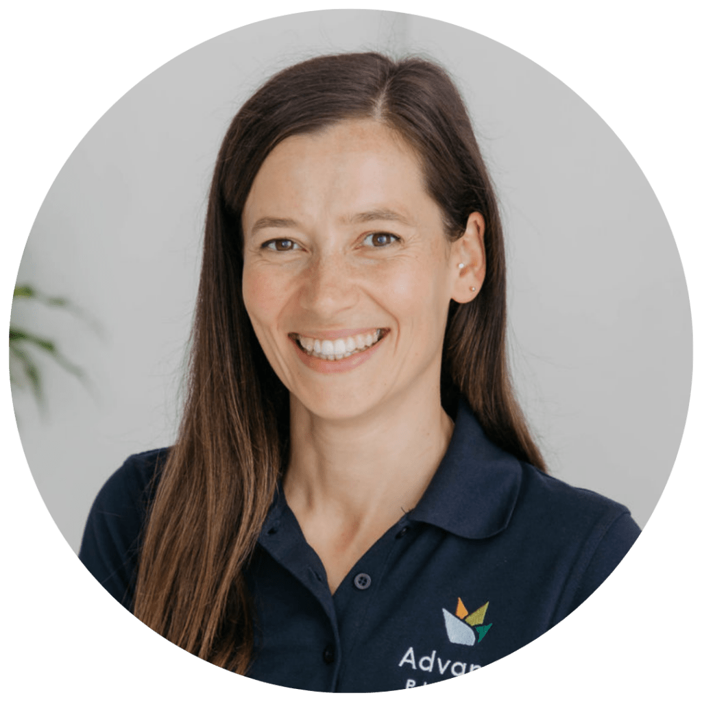 Headshot of Meriel Campbell Lloyd, Head of Design at Advance Plants, in branded navy polo