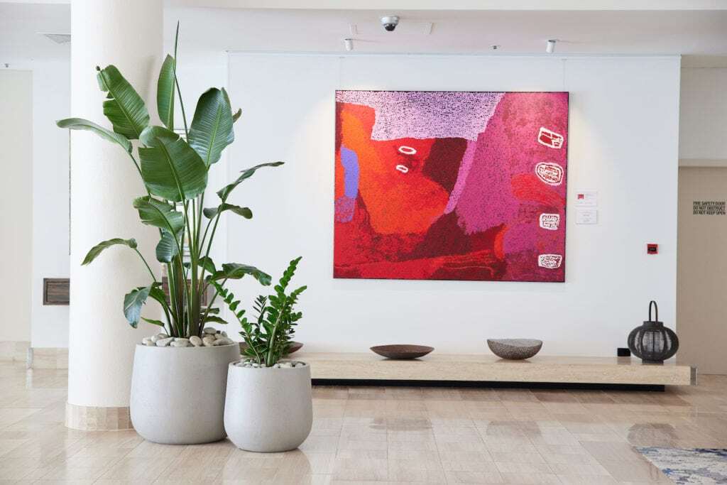 Two stylised floor plants in the lobby of Sheraton Grand Mirage Resort, Southport - Gold Coast.