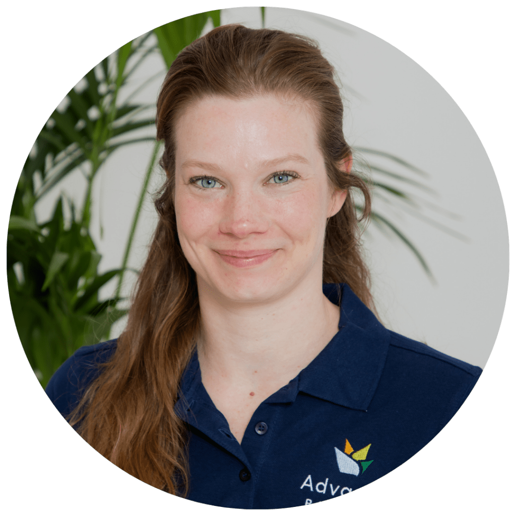 Headshot of Jaleesa Mallee, designer at Advance Plants, in branded navy polo