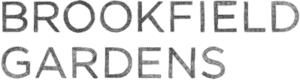Coloured Brookfield Gardens, a west Brisbane retail nursery, word logo.